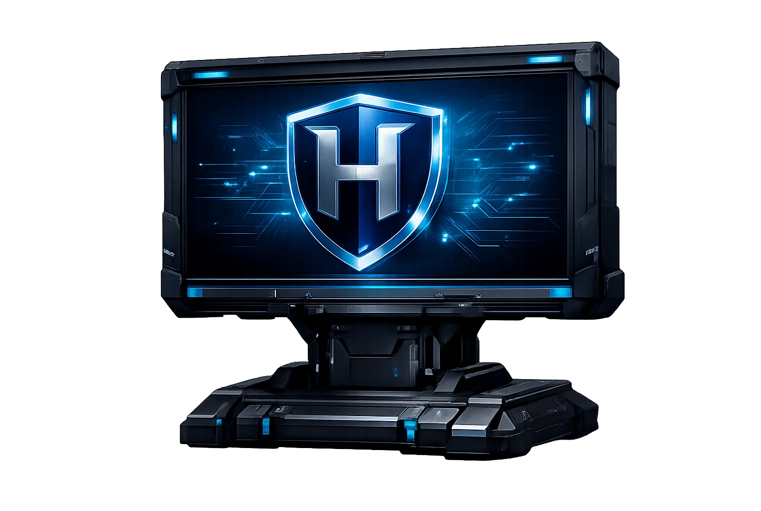 Ruggedised security console showing the metallic Hermes Shield crest